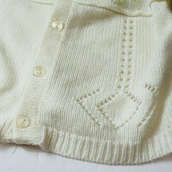 Vintage Julius Berger White Baby Knit Sweater Size 0-3 Months Button Front Korea - Picture 4 of 6